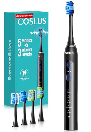 COSLUS C30 Electric Toothbrush for Adults, Ultra-Clean, 1PC, Black