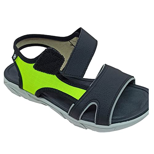 Sandália Molekinho Infantil Casual Masculino Napa Cor:Amarelo Neon/Preto;Tamanho:36