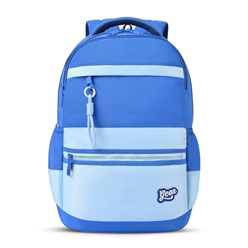 Image of Gear Delight 18 inch /30L Large Water Resistant School Bag | Casual Backpack | Daypack | Travel Backpack | Kids Bag for Boys /Girls (Blue - Blue)