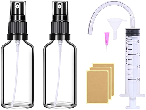 Flacon Spray Vide Verre 50ml 2 Pcs vaporisateur vide flacon spray parfum Vide Flacon Vide Flacon Parfum Vide Rechargeable Mini Bouteille Spray Vide Transparent pour Cosmétique Huiles Essentielles