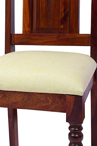 Image of Wooden Dining Table Set for 2 Seater | Table Size 35 x 35 x 29 Inches | Chair Size 18 x 18 x 39 Inches | Solid Wood Construction | Basic Assembly Required | Dining Room Furniture Set (Teak Finish)