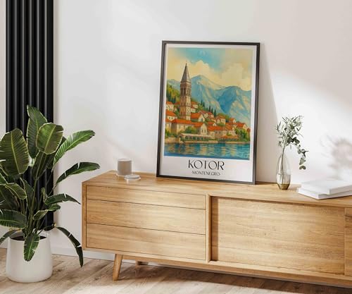Impression d'art Kotor Monténégro sous forme de poster de voyage de format A2-LW - 2