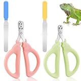 Cat Nail Clippers with Nail File, Kitten Claw Nail Clippers for Trimming, Stainless Steel Pet Bearded Nail Clippers Tool for Dragon, Guinea Pig, Rabbits, Birds, Ferret Small Breed Animals(Pink/Green)