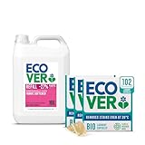 Ecover Bio Washing Capsules - Laundry Capsules/Tablets - Rescued Rose Scent, 3X Pack of 34 & Ecover Fabric Softener Refill Apple Blossom & Almond, 166 Wash