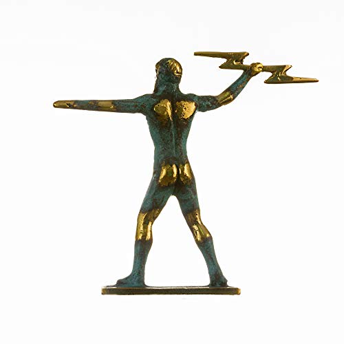 Zeus Thunder Handmade Statue Greek King God Sculpture Solid Bronze Figurine Miniature 5.11" #TOP5