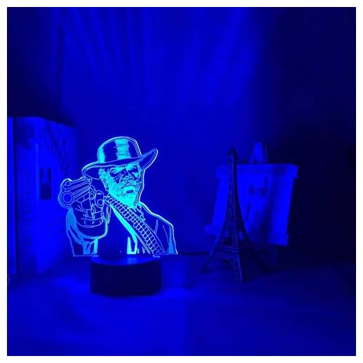 3D Night Lamp Game Red Dead Redemption 2 Acrylic Anime Led ljus för Game Room Decor Rdr2 Arthur Morgan Figure Barn ljus-16_Färg_With_Remote