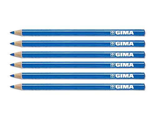 Gima - Lápiz dermatológico, para marcar la piel y resaltar las zonas a tratar, paquete de 6 piezas, azul, 33175