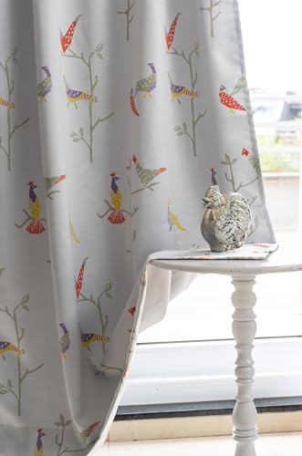 Image of Tranquebar Curtain Co. Semi Blackout Curtains 5 Feet for Window, 80% Blackout, Multicolor Bird Print, Semi Blackout Window Curtains, Heavy Polyester, BackTabs, Shiri (152 cm) - 1 Piece