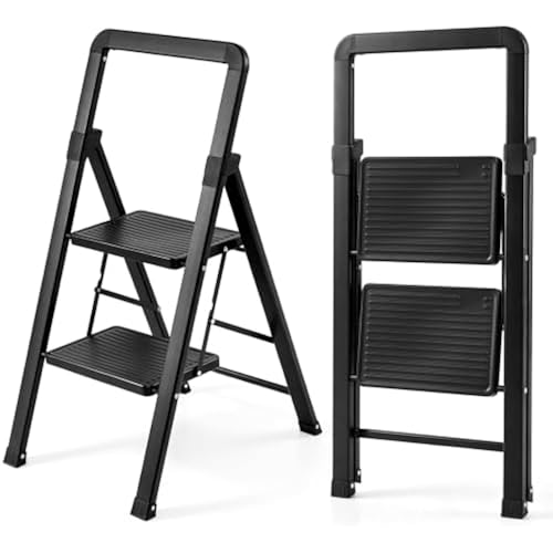 Goplus 2 Step Ladder, Folding Step Stool with Wide Anti-Slip Pedals