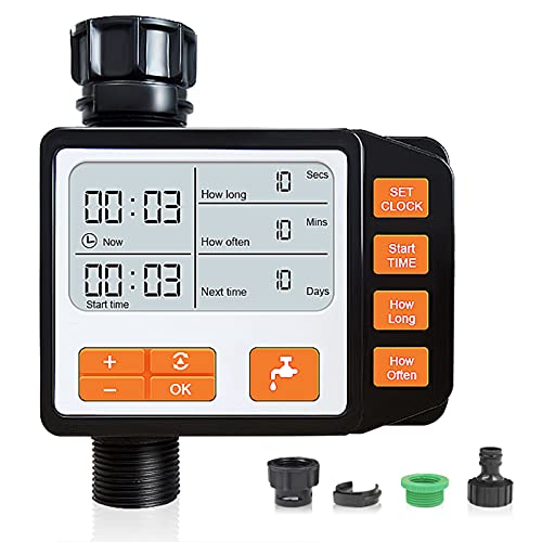 Automatic Garden Water Timer Intelligent Programmable Digital Single Outlet Hose Timers Sprinkler Timer Lawn Pools Outdoor Faucet Irrigation System Rain Delay Controller 1 Outlet