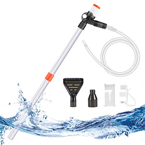 KASAN Gravel Cleaner Pump Aquarium Long Nozzle Cleaning Kit Tool, Aquarium Siphon for Cleaning Sand. with a Pneumatic Button Adjustment Control, it is a Vacuum Cleaner for Aquarium