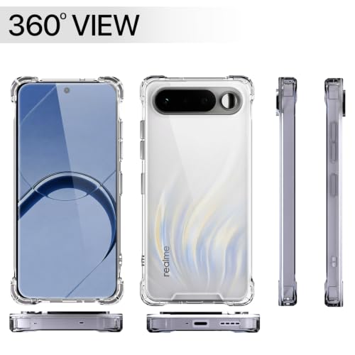 Image of Outlouders Back Cover for Realme 16 5G Clear Transparent PC + TPU Bumper Case with Raised Edges for Shockproof Protection (Transparent)