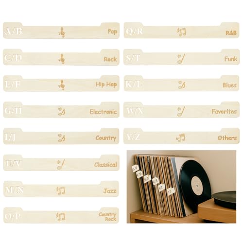 Séparateurs de A à Z en bois pour organiser les vinyles sur vos étagères de salon