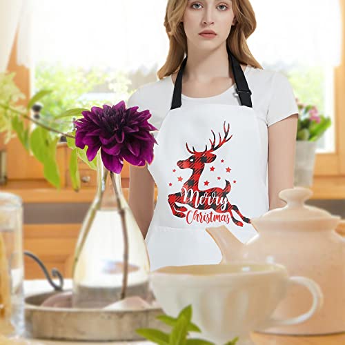 Ozoskeiw Christmas Aprons For Women With Pockets - Chef Apron For Men Cooking Grilling Bbq, Merry Christmas Decorations Kitchen Grill Gifts For Wife Husband Mom Dad #TOP1