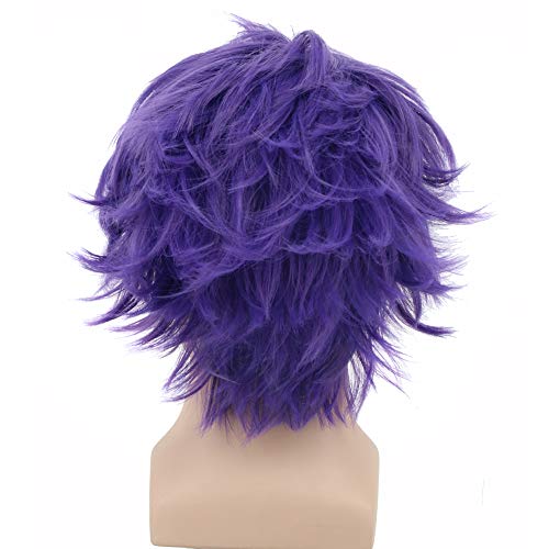 Yuehong Short Purple Wig Men Party Wig For Cosplay Costume Halloween Hair Wigs #TOP3