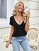 Zeagoo Womens Short Sleeve T Shirt V Neck Summer Casual Going Out Top Tee Shirts Black L #3