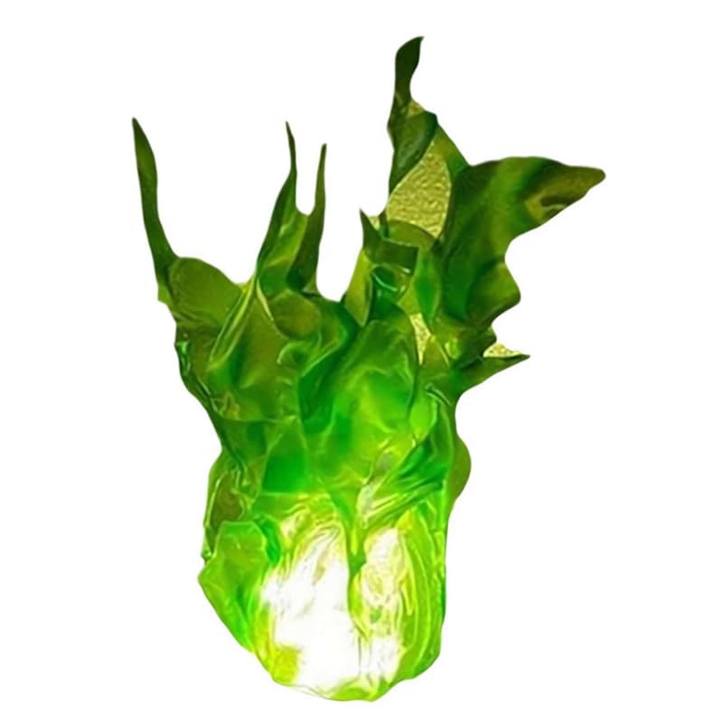 Halloween Floating Fire, Artificial Fake Fire Floating Props No Flame, Illuminated Floating Fireballs, Halloween Party Cool Role Playing Decorations for Home (Green)