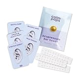 CalmPops Acupressure Ear Seeds | Ear Seeding Kit Acupuncture Ear Seeds Stickers for Immune System & Digestive Health Support + Auricular Acupuncture Chart (60 Units, 24K Gold Plated)