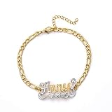 ywduoying Custom Name Anklet 2 Tone Double Gold Plated Personalized 3d Name Nameplate Anklet Mother'