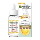 Garnier Siero Vitamina C Anti-Macchie, Illuminante e Rimpolpante, Arricchito con Vitamina C, Niacinamide e Acido Salicilico, Pelle Libera da Macchie Scure e Incarnato Luminoso, 30 ml