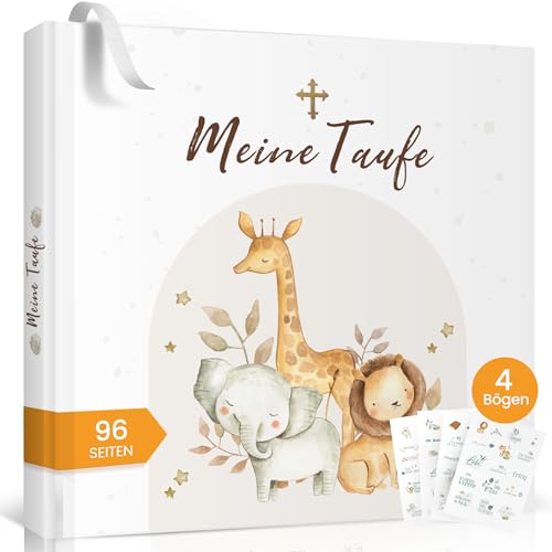 Legezon Meine Taufe Gästebuch 96 Seiten Erinnerungsbuch zur Taufe mit 4 Aufkleberbögen Taufalbum zum Ausfüllen für Glückwünsche & Fotos Taufgeschenk für Mädchen & Jungen(Weiß)