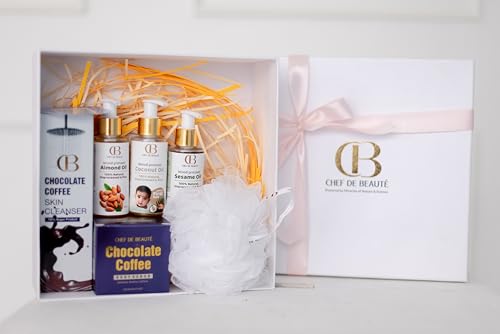 Image of CDB's Exfoliation, Glow, Festive, Diwali Gift Box | Moisturizing Coffee Body Scrub with Organic Avocado Oil & Body Wash Set with Loofah | Pure Wood Pressed Coconut Oil, Almond Oil, Sesame Oil