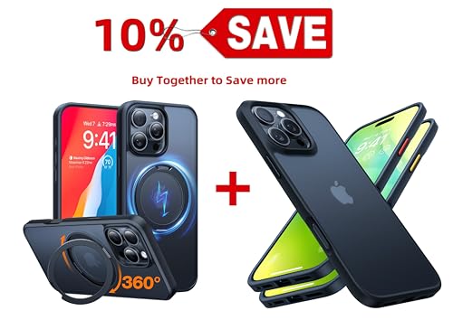 TORRAS Matte Shockproof Case & Rotatable Ring Case — Buy Together to Save 10% Matte Shockproof & Clear case
