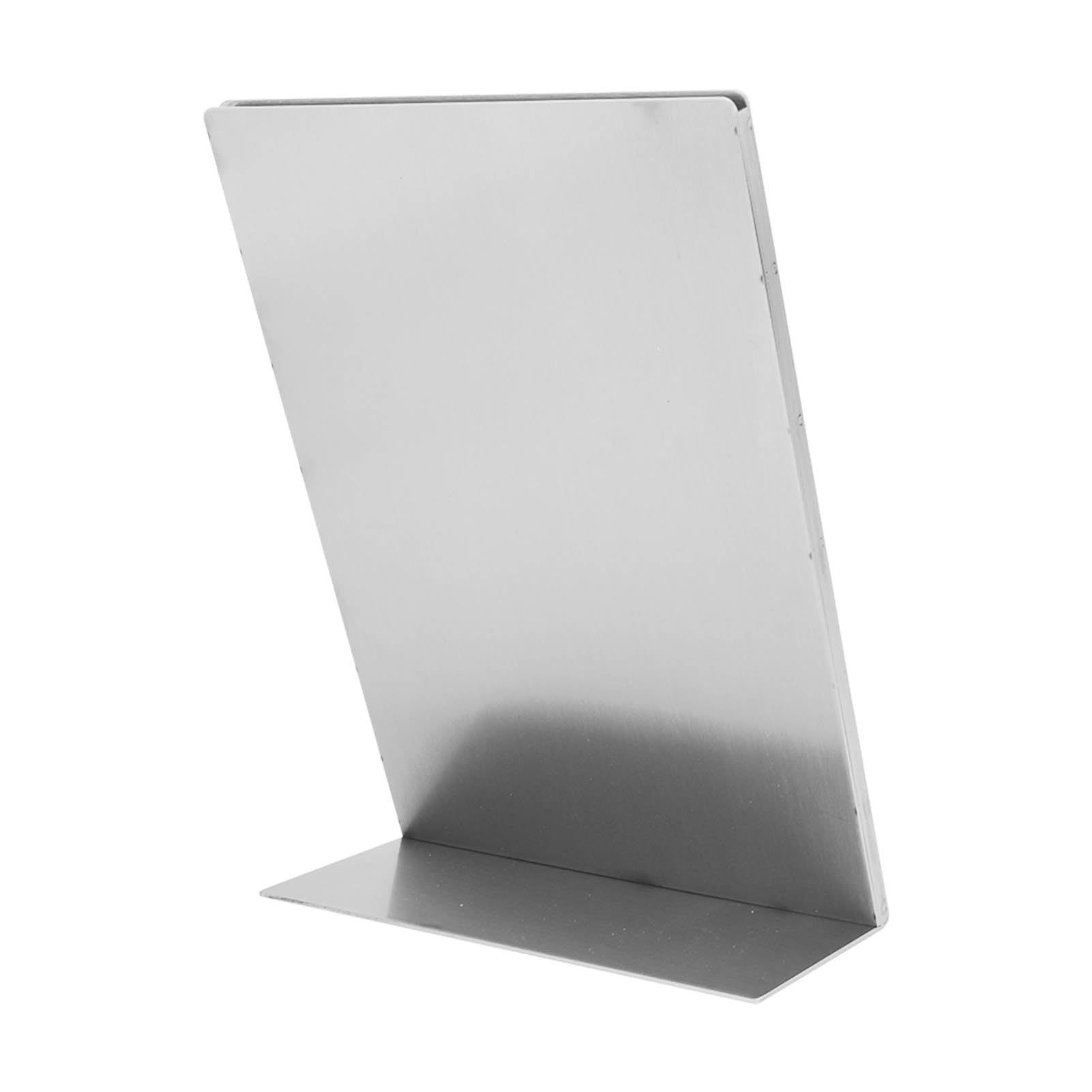 Soporte para letreros verticales, soporte de menú de mesa, soporte vertical para menús de acero inoxidable para restaurantes, hoteles y cafeterías, soporte de letreros de escritori