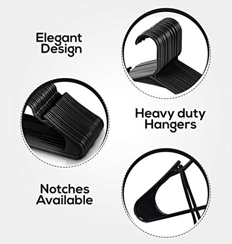 Utopia Home Kleiderbügel aus Kunststoff, platzsparend und robust, mit Schulterrillen, 30 Stück, Schwarz