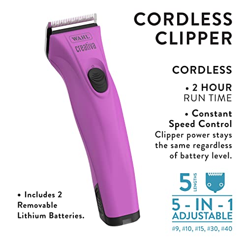 WAHL Professional Animal Creativa Cordless Dog, Cat, Pet, and Horse Clipper with 5-in-1 Adjustable Blade, Berry (#41876… - Image 3