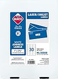 MACO Printable Labels for Mailing - Laser/Ink Jet Compatible Shipping Address Labels, 30 per Sheet, 1