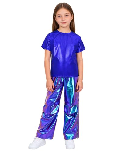 Actuación coro infantil sin complejos con este traje metalizado de hip hop azul real