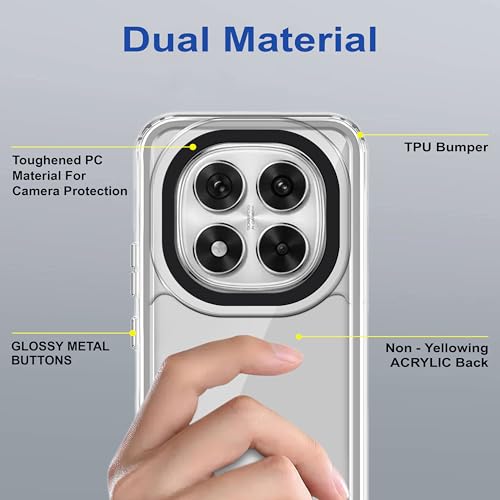Image of Zapcase Back Case Cover for Mi Redmi Note 14 Pro 5G | Compatible for Mi Redmi Note 14 Pro 5G Back Cover | Case Cover with Camera Protection | (TPU + PC | Transparent)