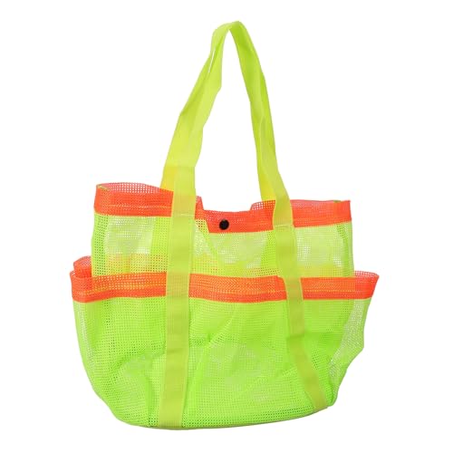 Yardwe Mesh Beach Tote Bag for Travel Versatile Storage for Clothes Towels Swimming Supplies Pool Accessory with Durable Handles Fluorescent