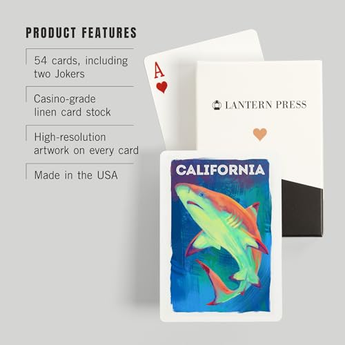 Lantern Press California, Vivid, Blacktip Shark, 52 naipes póker miniatura 3