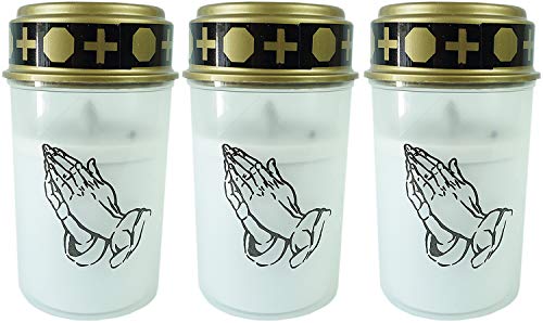 Novaliv Luz LED blanca para tumbas con 3 velas permanentes para cementerio, con batería, vela de cementerio, vela LED para exteriores, vela conmemorativa para tumba, luz eterna, vela de luto