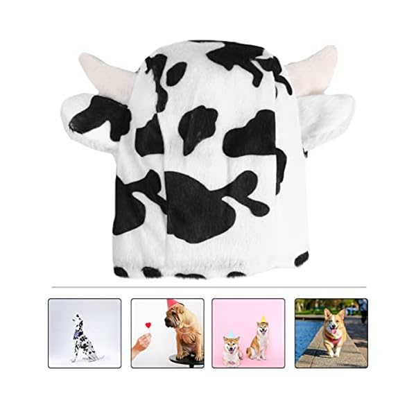 Balacoo puppy hoodie dog cow hat, cow shaped plush pet cosplay hat cow headgear lovely pet dog costume pet supplies puppy clothes - image 5