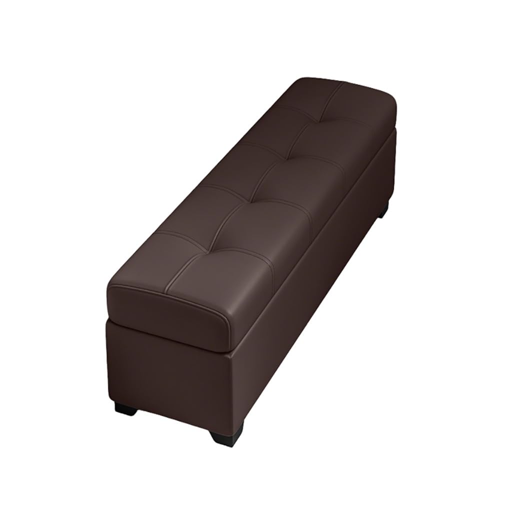 Banc de rangement bout de lit marron 90cm avec coffre intégré