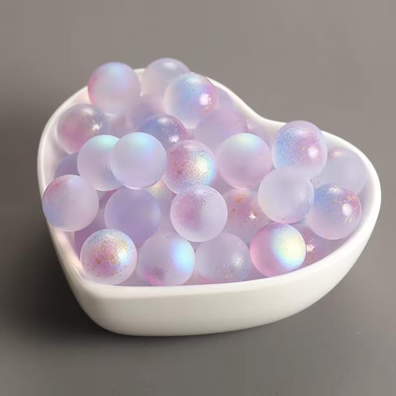 Nlinlin 20Pcs Luminous Purple Glass Marbles (12mm) for Vase, Aquarium, DIY & Jewelry