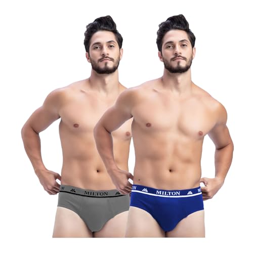 Image of Milton Mens Pure Cotton Solid Briefs|Soft Breathable Underwear for Men|Outer Elastic Comfort Fit Waistband|Skin-Friendly Essentials|Multi-Color, Color Name May Vary as per Availability|Pack of 2