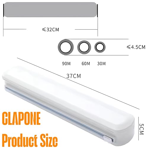 Image of CLAPONE Plastic Wrap Dispenser with Cutter & Aluminum Foil Organizer - Refillable Cling Film and Food Wrap Dispenser with Sharp Sliding Cutter Kitchen Utensil Plastic Wrap and Aluminum Foil Dispenser