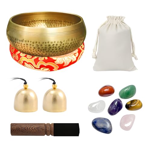 Tibetan Singing Bowl Set, Meditation Sound Bowl with Wooden Striker,