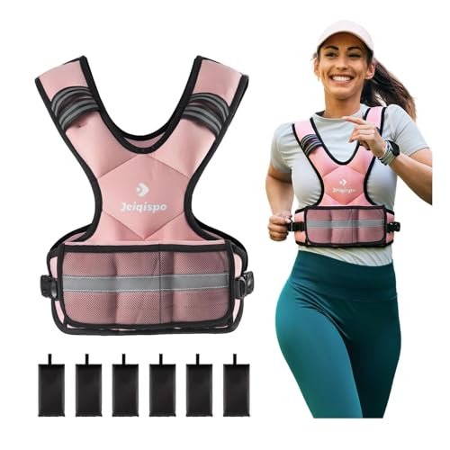 JEIQISPO Adjustable Weighted Vest for Men and Women 4-10lb/11-20lb/20-32lb Vest with 6 Ironsand...