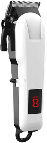 Cordless Electric Hair Clipper with LED Digital Battery Display, White