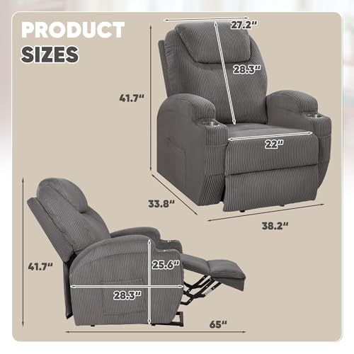 Sillón reclinable con reposapiés ajustable gris miniatura 2