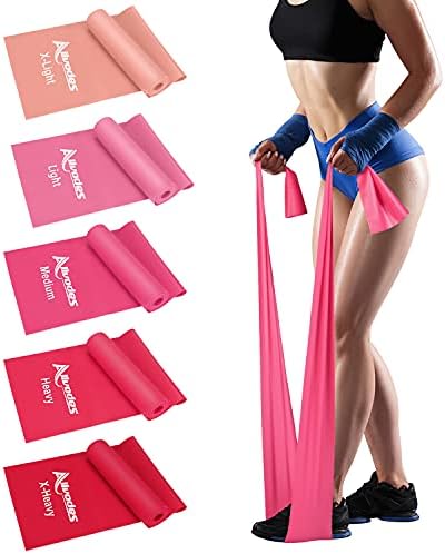 Allvodes Resistance Bands Set, 5 Pack Latex Exercise Bands with 5 Resistance Levels, Skin-Friendly Elastic Bands with Carrying Pouch for Home Workout, Strength Training, Yoga, Pilates