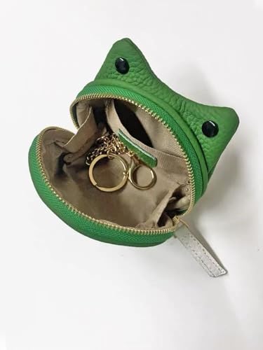 Cute Frog Coin Purse, Green Leather Keychain Wallet, Small Storage Bag for Keys and Accessories3