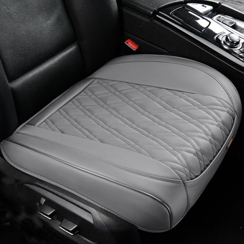 QeMiyg 車用 シートカバー 座面のみ PUレザー 防水 滑り止め カーシートクッション/座布団 運転席・助手席 汎用 簡単取付 傷汚れ保護 通気性 快適 長時間運転向け 軽自動車/普通車/SUV対応 (B-グレー 1枚)