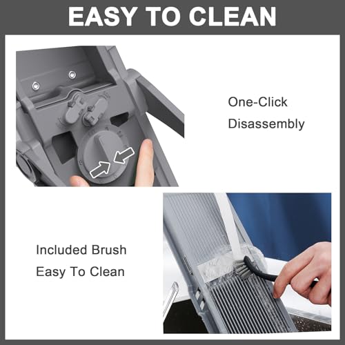 Jonscook All-in-1 Upgraded Safe Mandoline Slicer for Kitchen, with Handheld Spiralizer, Food Chopper with Container, Thickness Adjustable Vegetable Chopper, Potato French Fry Cutter (High-grade Gray) — view 6