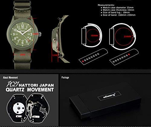 Infantry Mens Analog Tactical Watches for Men Military Wrist Watch Army Casual Field Wristwatch Outdoor Sport NATO Band - Thumbnail 3